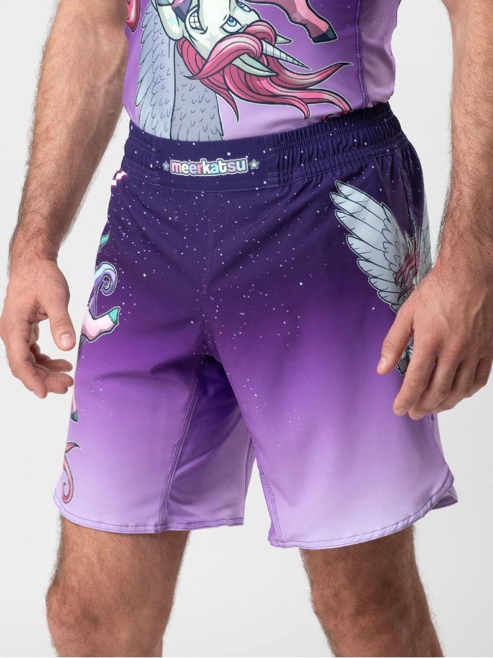 Meerkatsu Alicorn Laser Beam Flying Jitsunicorn Grappling Shorts Unisex Adult XL